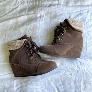 City Classified Sherpa Wedge Booties